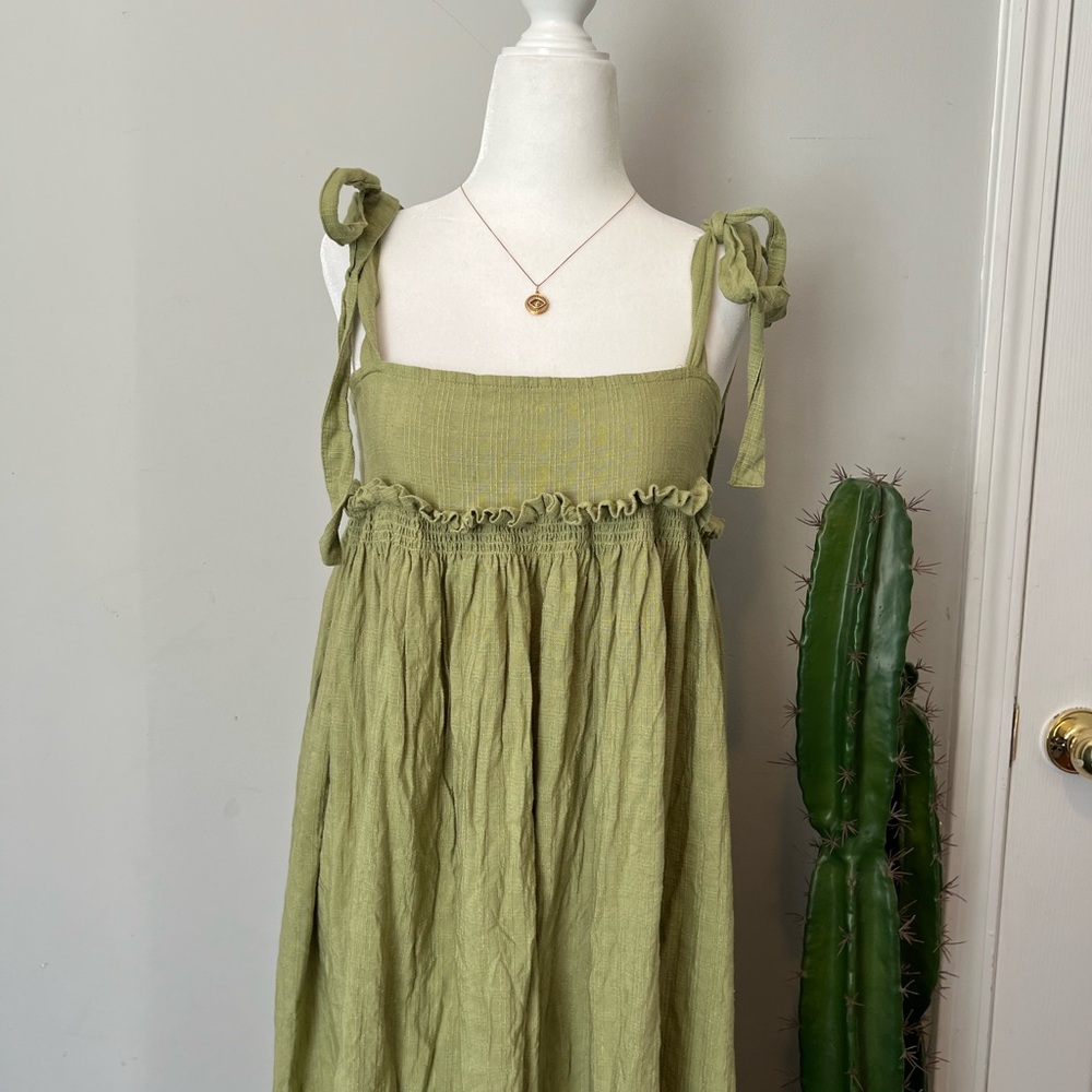 Free People Green Maxi Tie Dress